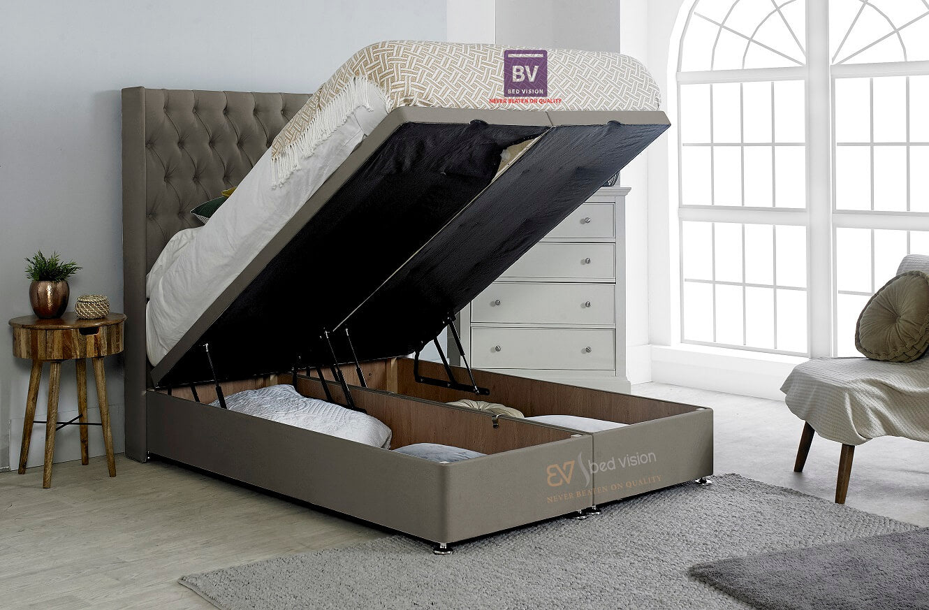 winged ottoman storage bed