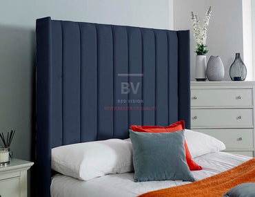 bed frame upholstery  with wooden slats